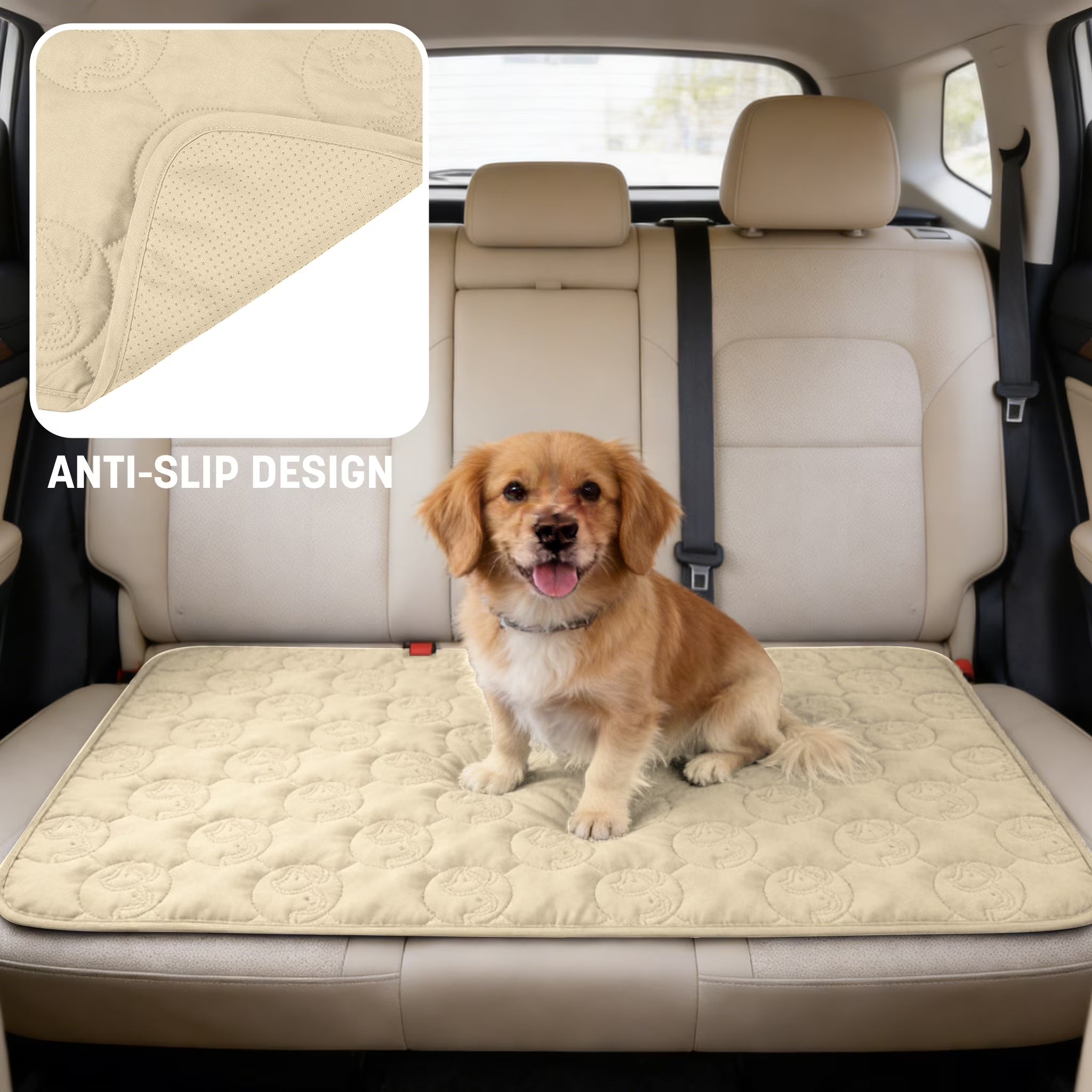 Waterproof Dog Blanket for Couch, Washable Pet Couch Cover, Non-Slip Bed Sofa Furniture Protector Mat, Latte, 60''X50''.